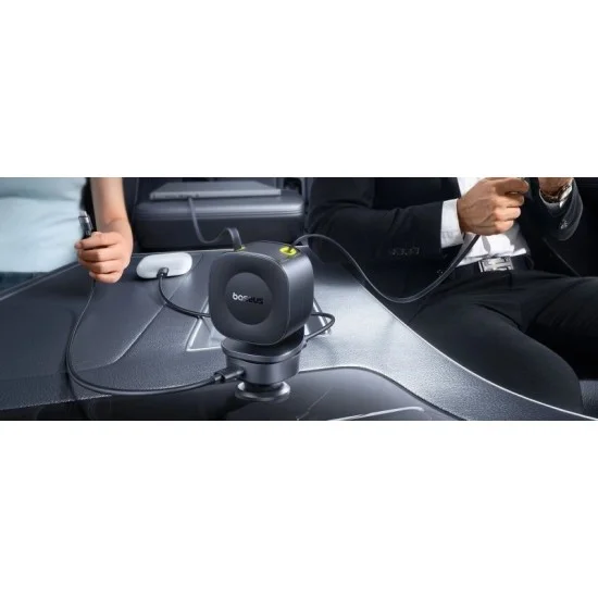 شاحن سيارة باسيوس برايم تريب VR2 ماكس 4 في 1 مع كابلين قابلين للسحب بقدرة 100 واط - أسود كوني
